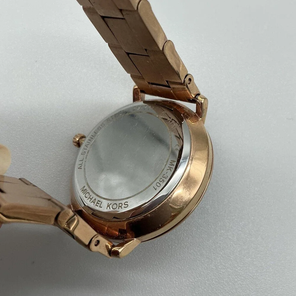 Michael Kors Portia Womens Watch 38mm Rose Gold Tone MK-3507 New Battery 6.25